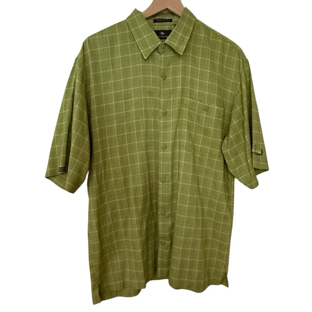 Antigua Green Plaid Golf Button Down Shirt Men’s M Performance Ranchwear